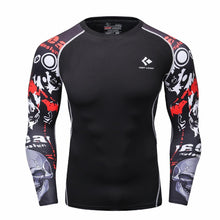 Men Compression Shirts MMA Rashguard Keep Fit Fitness Long Sleeves Base Layer Skin Tight Weight Lifting Elastic Mens T Shirts