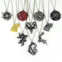 Game of Thrones Stark family lion wolf dragon deer Lannister Targaryen Stark Baratheon Arryn Greyjoy family members necklace