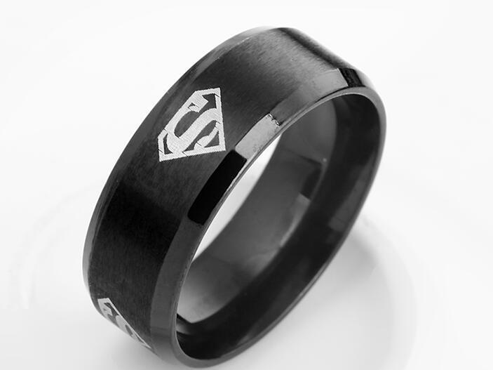 Superman ring titanium stainless steel Men Ring Superman Logo Finger Rings 3 Colors Fashion RING Free shipping