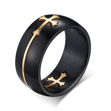 Vnox Separable Cross Ring for Men Woman Black Color Stainless Steel Cool Male Design Jewelry