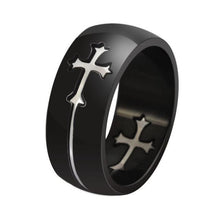 Vnox Separable Cross Ring for Men Woman Black Color Stainless Steel Cool Male Design Jewelry