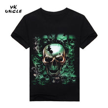 3D Printed Skull Floral T-shirt for men Newest Fashion Designed Tees Tops Punk Rock Style Cotton Man t shirt Plus Size,YK UNCLE