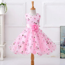 Retail flower dress in sashes for wedding party girls floral print dress first communion dresses Size:100-150  L619