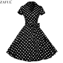ZAFUL Woman Retro Dresses 2017 Audrey Hepburn 1950s 60s Rockabilly Polka Dot Bow Pinup Ball Grown Party Robe Plus Size Vestidos
