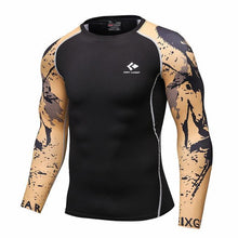 Men Compression Shirts MMA Rashguard Keep Fit Fitness Long Sleeves Base Layer Skin Tight Weight Lifting Elastic Mens T Shirts