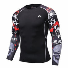 Men Compression Shirts MMA Rashguard Keep Fit Fitness Long Sleeves Base Layer Skin Tight Weight Lifting Elastic Mens T Shirts