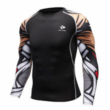 Men Compression Shirts MMA Rashguard Keep Fit Fitness Long Sleeves Base Layer Skin Tight Weight Lifting Elastic Mens T Shirts