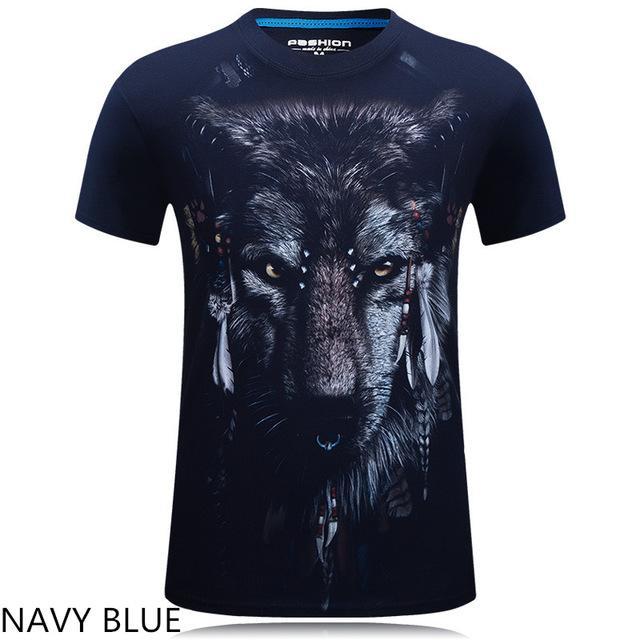 Men T Shirt 2016 The New 3d Printed White tiger / snake / skull and wolf/Indian wolf/ T Shirts male Casual Brand T-Shirt tops