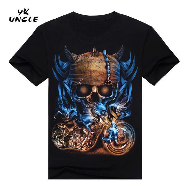 Hip Hop T shirt Men Tshirt T-shirt 3D Sickle Skulls Motorcycle Shackle Printed Casual-shirt Mens Casual Clothes Tee 3XL,YK UNCLE