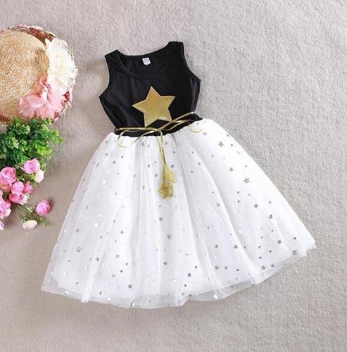 Children Girl Clothing Set Sleeveless Dress Stars TuTu Party Dress  For 2-11 Year Girl,J515