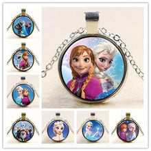 Princess ELSA Anna Silver Coated Glass Pendant Necklace