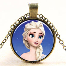 Princess ELSA Anna Silver Coated Glass Pendant Necklace
