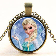 Princess ELSA Anna Silver Coated Glass Pendant Necklace