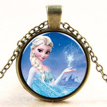 Princess ELSA Anna Silver Coated Glass Pendant Necklace