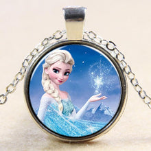 Princess ELSA Anna Silver Coated Glass Pendant Necklace