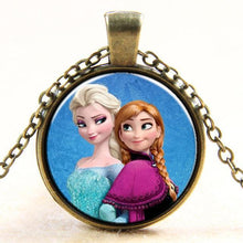 Princess ELSA Anna Silver Coated Glass Pendant Necklace