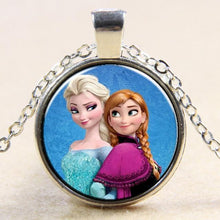 Princess ELSA Anna Silver Coated Glass Pendant Necklace