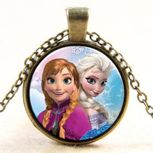 Princess ELSA Anna Silver Coated Glass Pendant Necklace