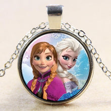 Princess ELSA Anna Silver Coated Glass Pendant Necklace
