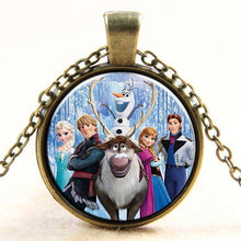 Princess ELSA Anna Silver Coated Glass Pendant Necklace