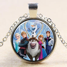 Princess ELSA Anna Silver Coated Glass Pendant Necklace
