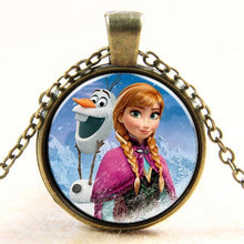 Princess ELSA Anna Silver Coated Glass Pendant Necklace