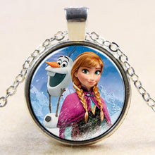 Princess ELSA Anna Silver Coated Glass Pendant Necklace