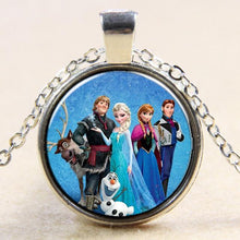 Princess ELSA Anna Silver Coated Glass Pendant Necklace