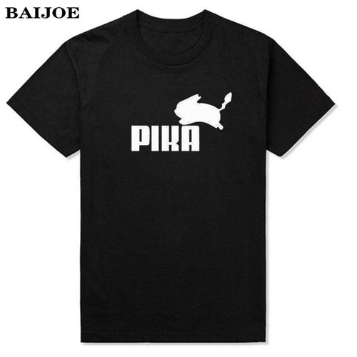 BAIJOE Fashion Lovely Pokemon T Shirt Anime Pika Men T-Shirts Pikachu Boy T Shirt Cotton Short Sleeve Plus Size Boy Tees Tops