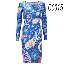 2017 Autumn Dress Pencil sheath Sexy Bodycon Dresses Female Package hip Robe Fashion Women's Sexy Club Round Neck Vintage Dress