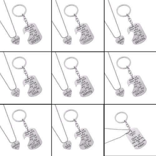 2017 There Is This Girl She Stole My Heart She Calls Me DADDY MOMMY MOM GRANDMA GRANDPA Heart Necklaces & Pendants Keychain