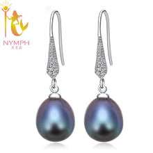[NYMPH] pure natural pearl earrings,8-9mm freshwater drop pearl fine jewelry gift for women  E10017