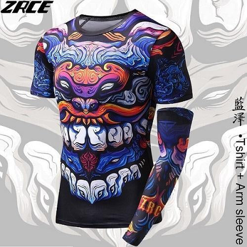 Compression Shirt Chinese Style Funny t shirts Dragon Brand Clothing 3D T shirt with Arm Sleeve  Tee Shirt Homme Workout Tshirts