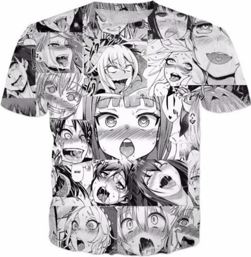 2017 New Casual Hip Hop Womens/Mens t shirt Ahegao Funny Short Sleeve Funny 3D Print T-Shirt Summer Tops Tees Plus S-5XL R1033