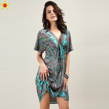 Plus Size Casual Women Dresses 2016 Summer Deep V Backless Sundresses Sexy Women Silk Dress Extra Large Beach Style Hot Sale