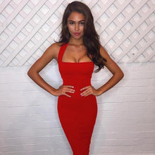 2017 Women Sexy White Bodycon Bandage Dress Black Halter Strapless Sleeveless Club Cotton Party Dresses