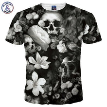 Mr.1991INC Men/women 3d T-shirt Print White Flowers Skulls Hip Hop Tshirts Rock Quick Dry Summer Tops Tees