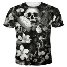 Mr.1991INC Men/women 3d T-shirt Print White Flowers Skulls Hip Hop Tshirts Rock Quick Dry Summer Tops Tees