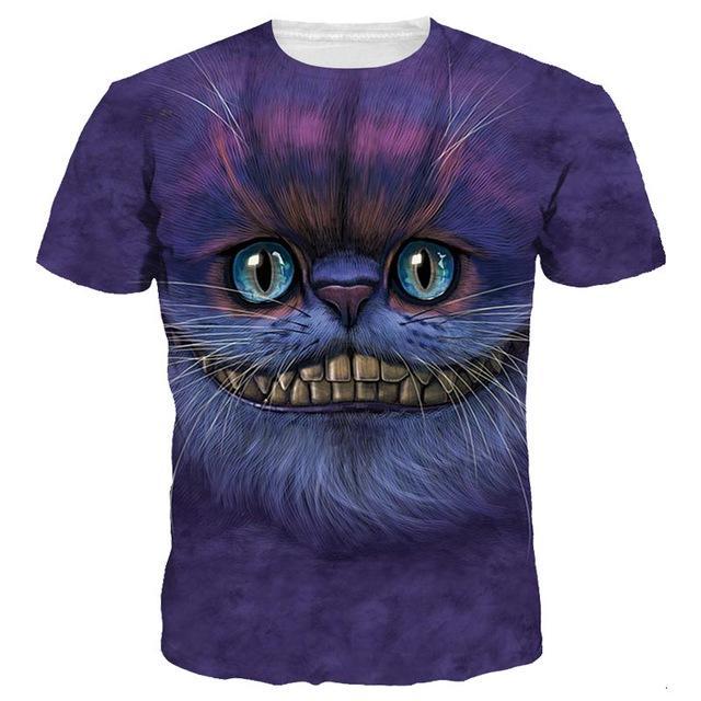 Mr.1991INC New Fashion Men/women 3d T-shirt Short Sleeve Tees Print Lovely Cheshire Cat Quick Dry Summer Tops Tees