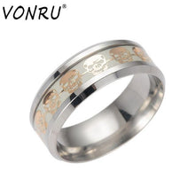 Creative Mens Ring Luminous Skull Rings for Men Gold Silver Stainless Steel Women Rings Glow In The Dark Rings Male Jewelry