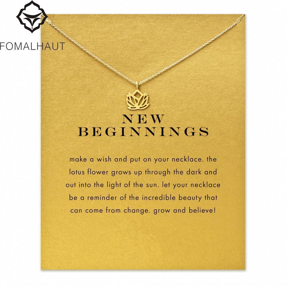 new beginnings lotus Pendant necklace Clavicle Chains Statement Necklace Women FOMALHAUT Jewelry