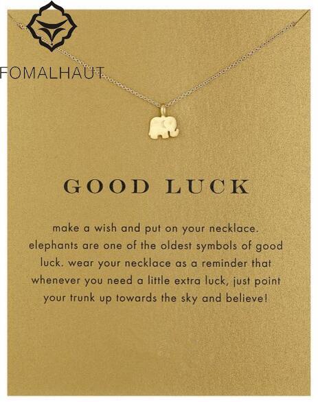 Sparkling good lucky elephant Pendant necklace Clavicle Chains Statement Necklace Women FOMALHAUT Jewelry