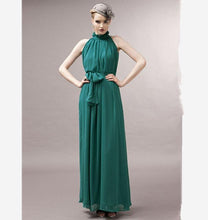 Hot Sale 2017 Women Dress Elegant Bohemian Beach  Neck Sexy Maxi Dress Chiffon Halter Long Dress DR410
