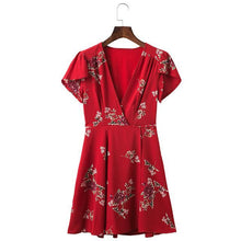 BONGOR LUSS Women Summer Dress 2017 V-Neck Cape Short Sleeve Casual Mini Dress Boho Beach Vinatge Floral Print Dress Sundress