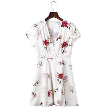 BONGOR LUSS Women Summer Dress 2017 V-Neck Cape Short Sleeve Casual Mini Dress Boho Beach Vinatge Floral Print Dress Sundress