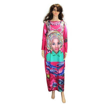 2017 African Dashiki New Fashion Design Bazin Super Elastic Party Plus Size Diamond Loose Face Print Maxi Dress For Lady