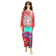 2017 African Dashiki New Fashion Design Bazin Super Elastic Party Plus Size Diamond Loose Face Print Maxi Dress For Lady