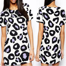 Summer Nice Women Long Shirt Party Dresses Leopard Print Casual Short Mini Dress Vestido