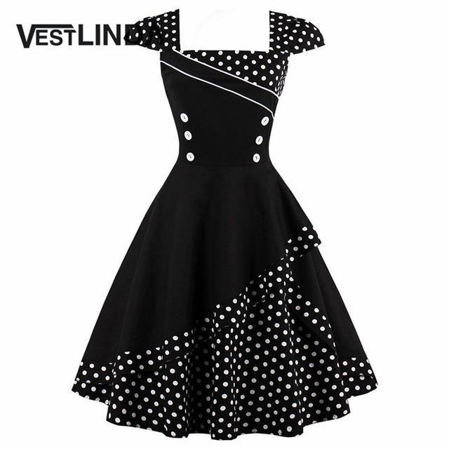 VESTLINDA Vintage Retro Summer Dress Robe 2017 Elegant Gown Party Dresses Polka Dot Women Swing Princess Dress 50s 60s Vestidos