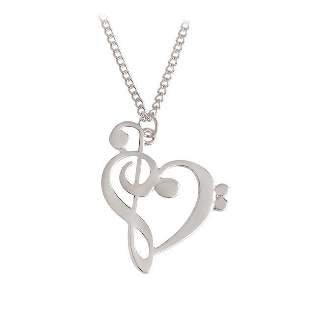 Miss Zoe Minimalist Simple Fashion Hollow Heart Shaped Musical Note Pendant Necklace Music Jewelry Gold Silver Special Gift